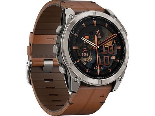 GARMIN Fenix 8 Amoled Sapphire Karbon DLC Deri Kayışlı 51 mm Akıllı Saat Gri