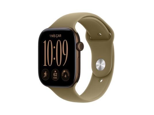 APPLE Watch Series 12 GPS 42mm - Koyu Bronz Alüminyum Kasa - Zeytin Spor Kordon - S/M