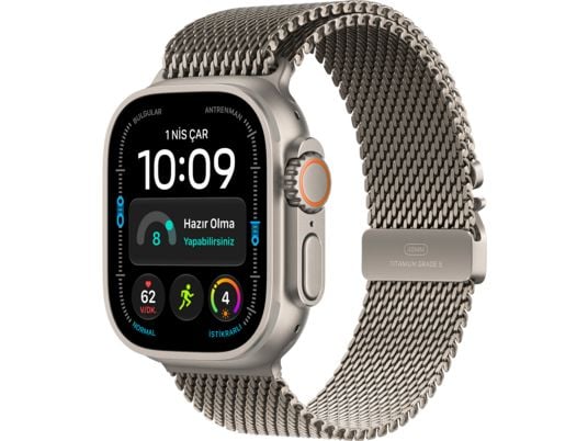 APPLE Watch Ultra 4 GPS + Cellular 49mm Natural Titanyum Kasa - Natural Titanyum Milanese Kordon - M